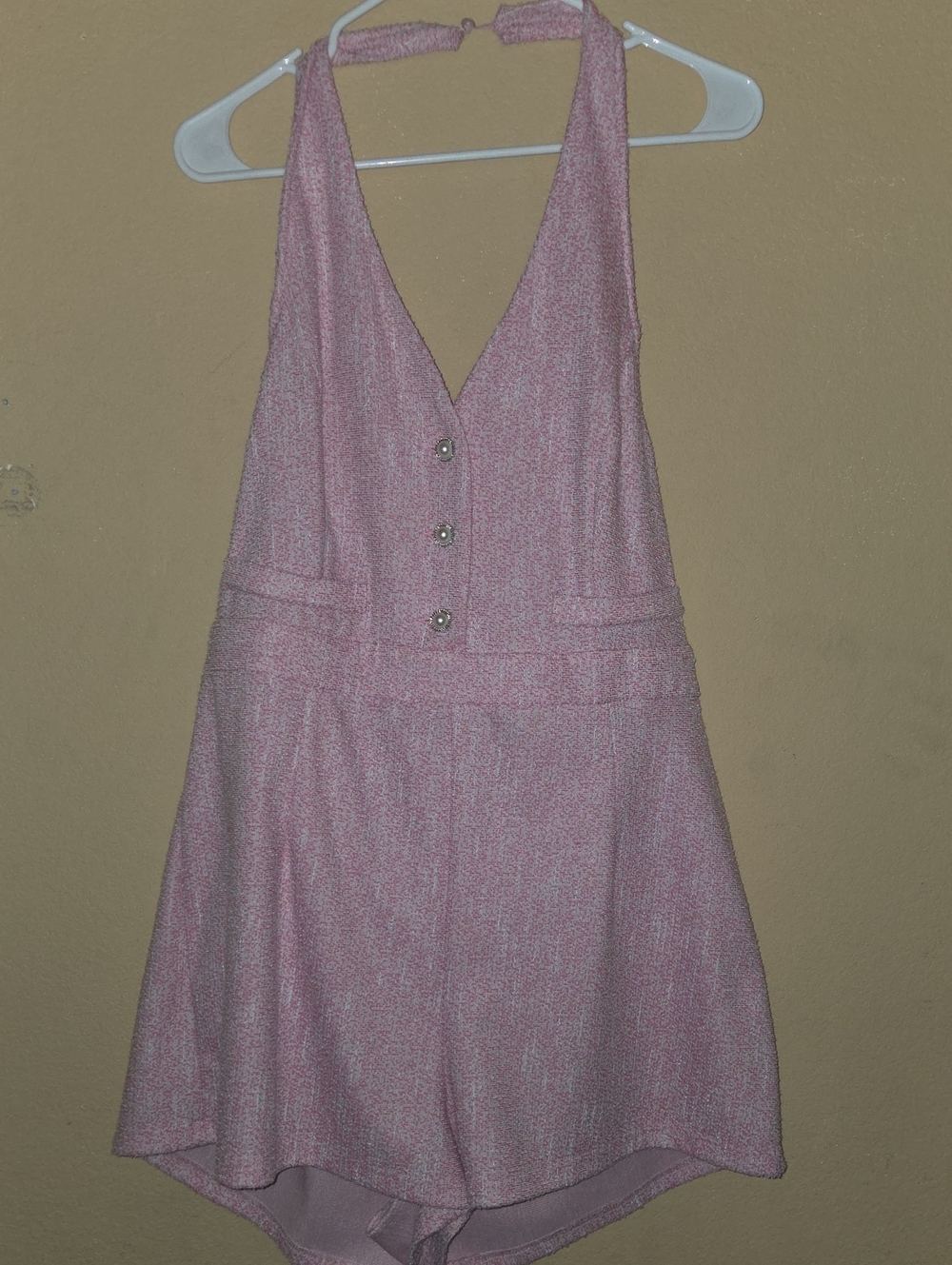 SHEIN Pink Curvy 1XL Halter Romper